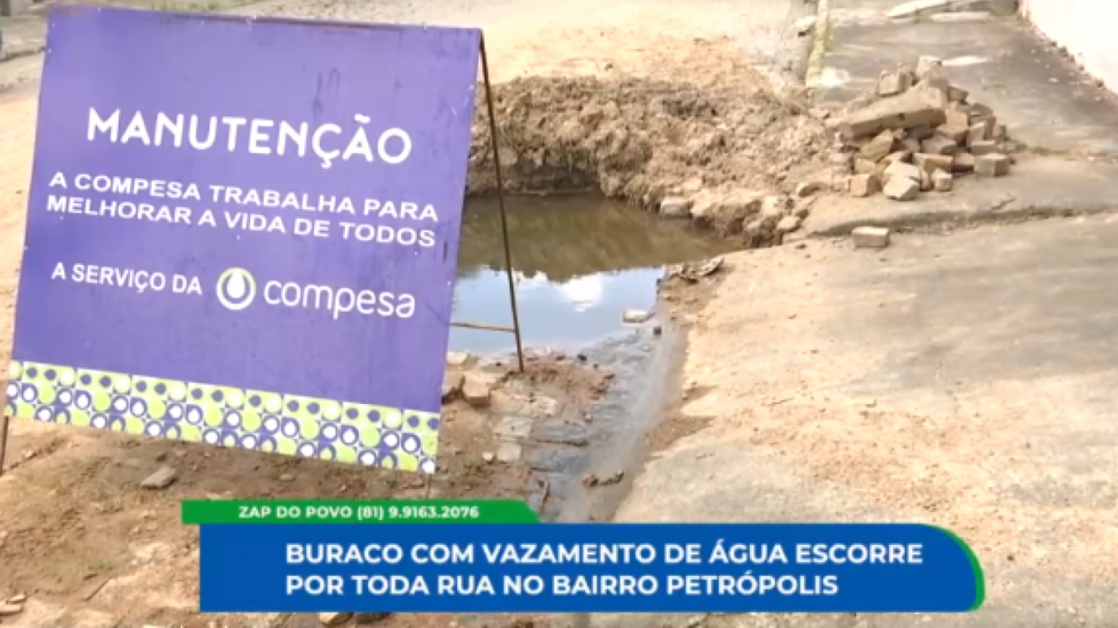 Moradores reclamam de buraco e vazamentos após manutenção da Compesa em Caruaru - TV Jornal