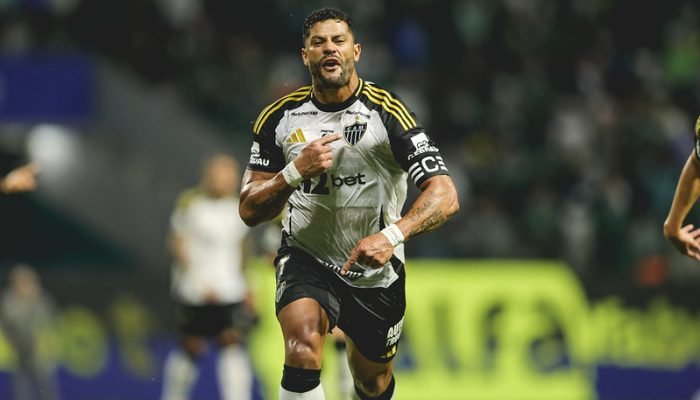 Hulk comemorando gol diante do Palmeiras, pela Série A 2025. (Foto: Pedro Souza/Atlético-MG)