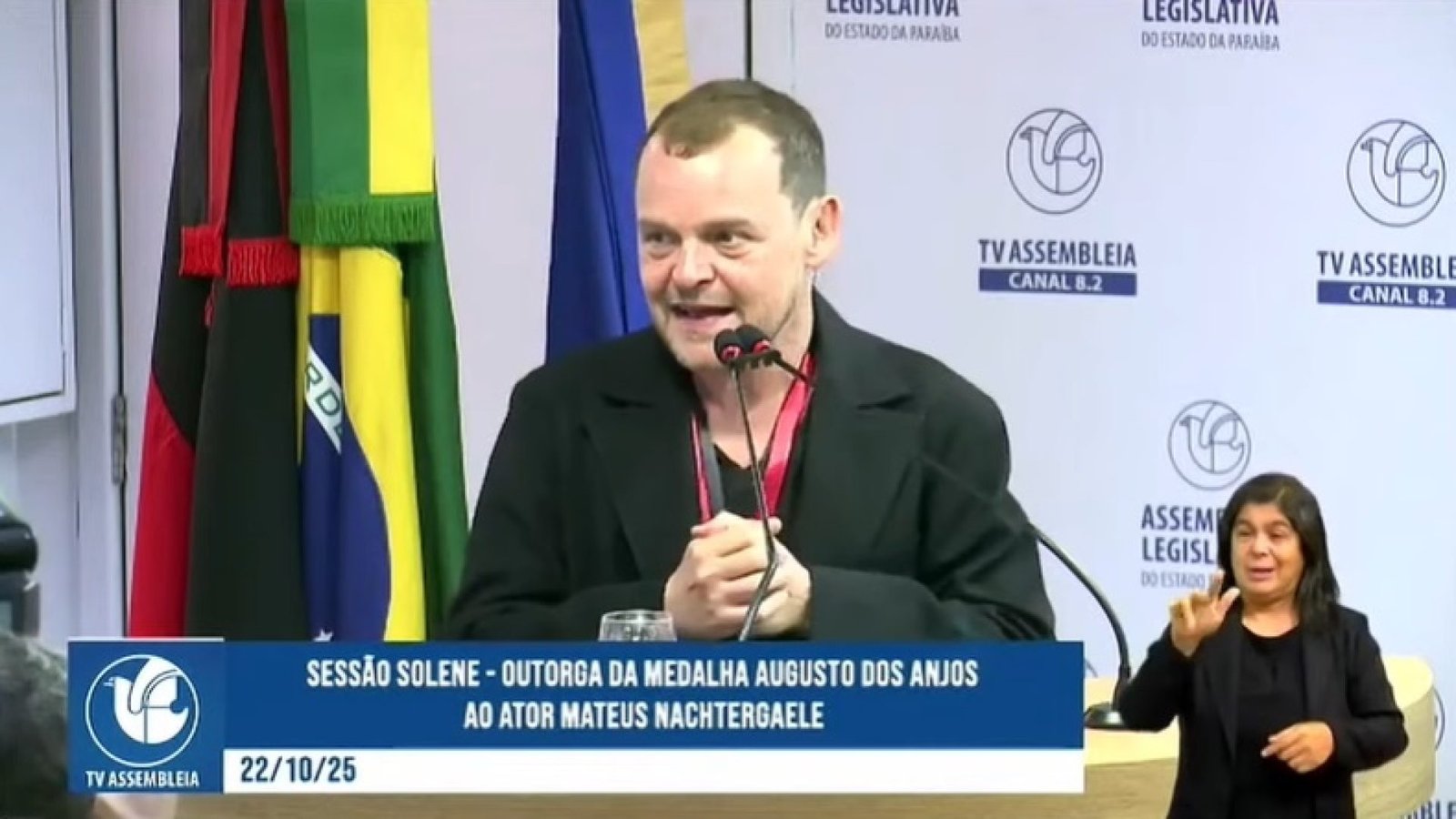 Ator e diretor Matheus Nachtergaele está en João Pessoa para evento.. Reprodução/TV Assembleia
