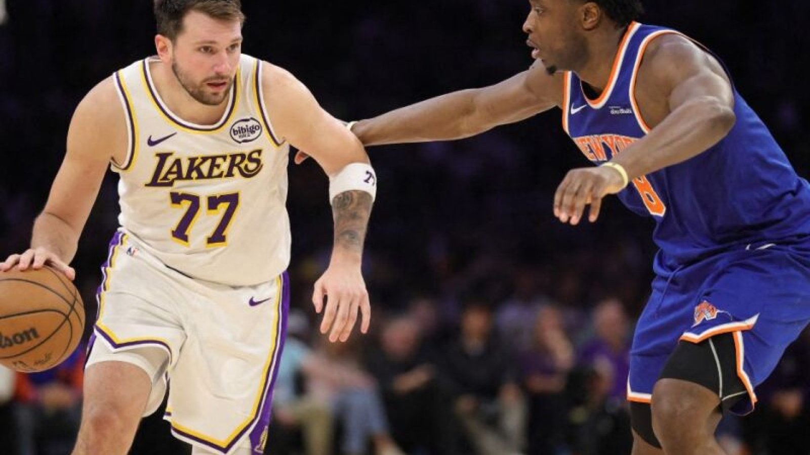 Luka Doncic foi o destaque da vitória do Los Angeles Lakers sobre o New York Knicks - Foto: Ro...