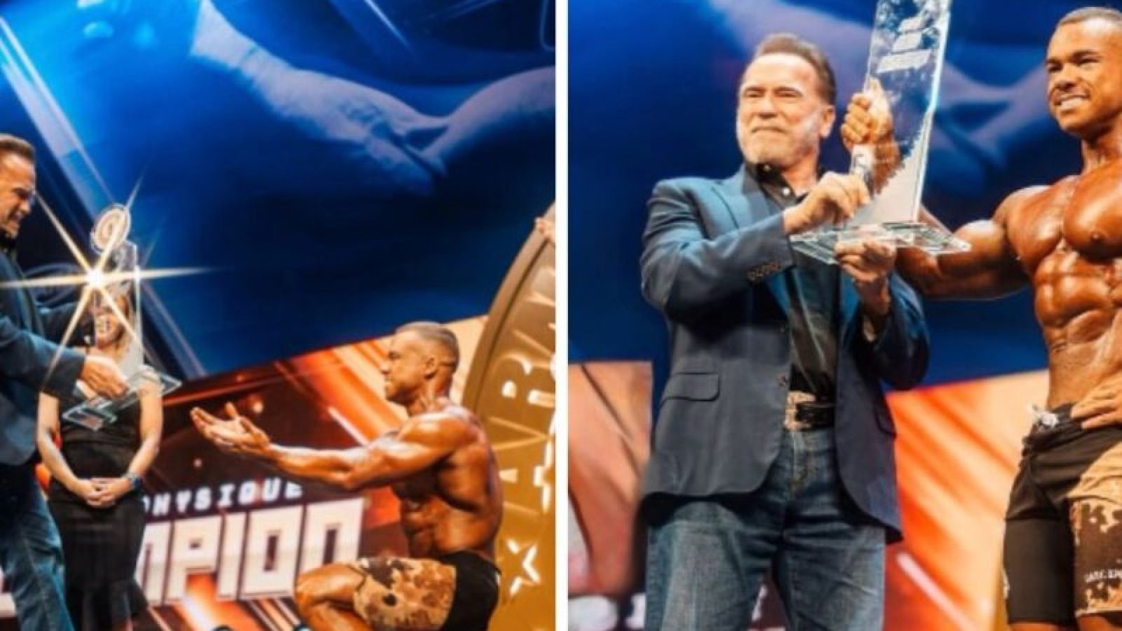 Vitor Chaves recebeu troféu das mãos de Arnold Schwarzenegger - Foto: Reprodução/Instagram ...