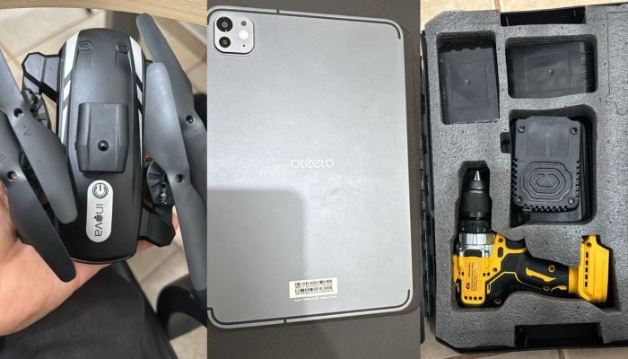 um tablet e uma maleta com parafusadeira elétrica Polícia Civil/Divulgação