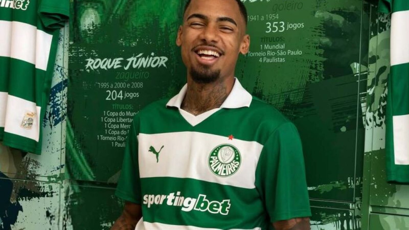 O design da camisa aposta em um visual retrô - Foto: Reprodução/@palmeiras